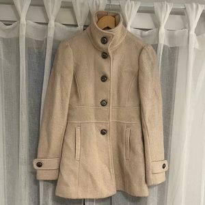 NWOT Kenneth Cole Off-White Wool Single Breast Peacoat